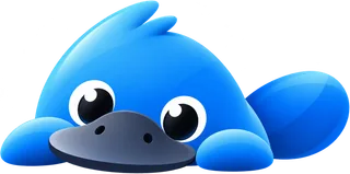 Doblique platypus mascot peeking over the edge